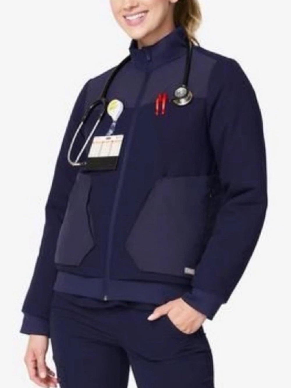 Figs Morven Insulated Jacket Women's
S Navy Blue Puffer Nursing Uniform
Lined